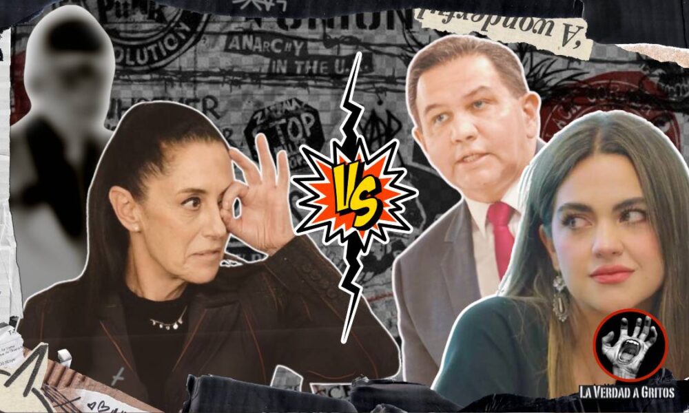 Andrea Chávez y Cruz Pérez Cuéllar frente a frente, con la silueta difusa de una tercera figura en el fondo, insinuando una posible alternativa en Morena
