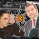 Andrea Chávez y Cruz Pérez Cuéllar frente a frente, con la silueta difusa de una tercera figura en el fondo, insinuando una posible alternativa en Morena