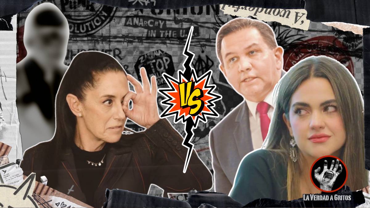 Andrea Chávez y Cruz Pérez Cuéllar frente a frente, con la silueta difusa de una tercera figura en el fondo, insinuando una posible alternativa en Morena
