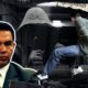 Montaje de Cruz Pérez Cuéllar con el fondo de una bodega donde se representa a una persona secuestrada, ilustrando la crisis de seguridad en Ciudad Juárez