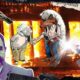 Montaje de un negocio en llamas en Ciudad Juárez, con una caricatura de oveja entregando dinero a un lobo disfrazado, iluminado por un policía municipal. Al frente, Cruz Pérez Cuéllar con el rostro desencajado.